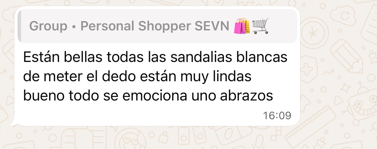 Conversación real de WhatsApp con un cliente de SEVN