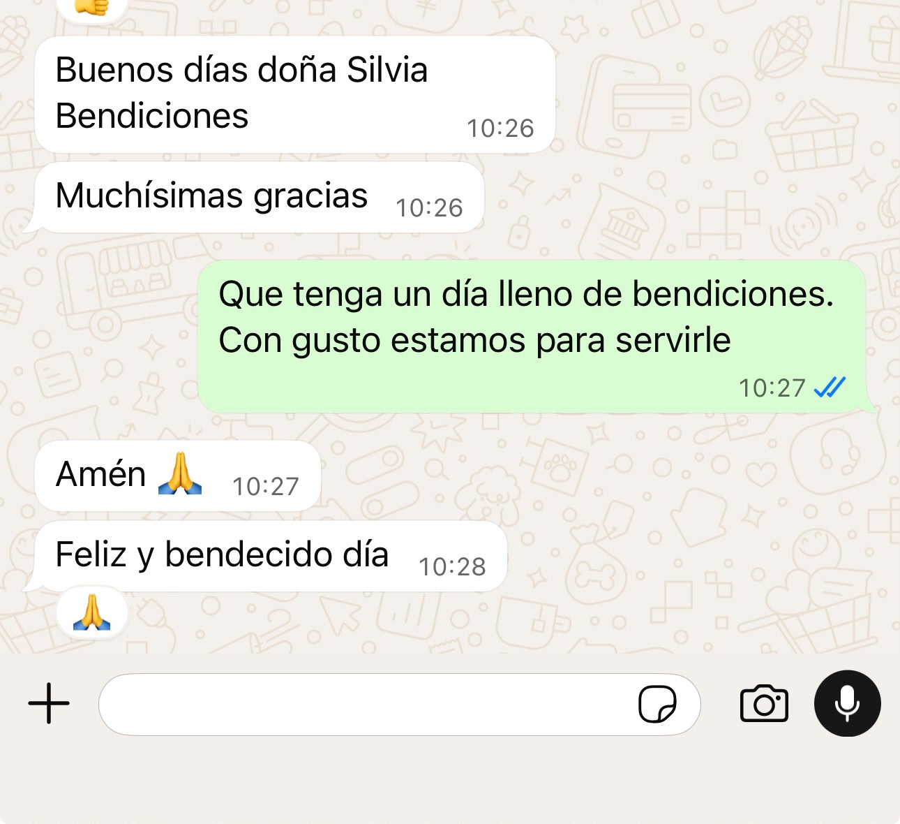Conversación real de WhatsApp con un cliente de SEVN